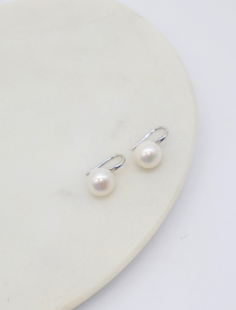 Pearl Hookie Earrings Silver
