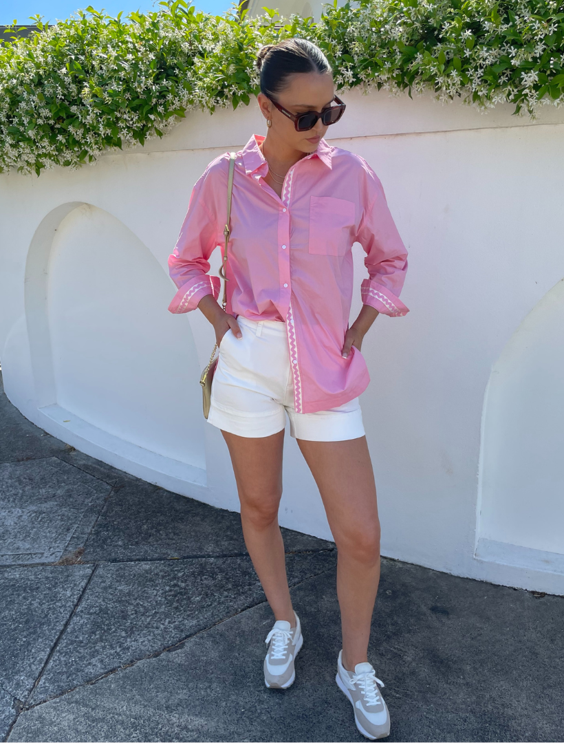 Rebecca Long Line Shirt Pink - FINAL SALE