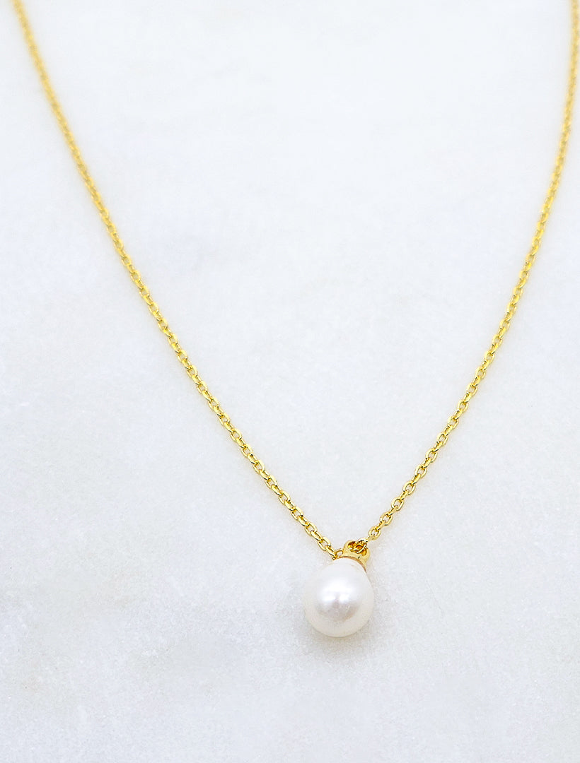 Small Baroque Pearl Drop Necklace Gold
