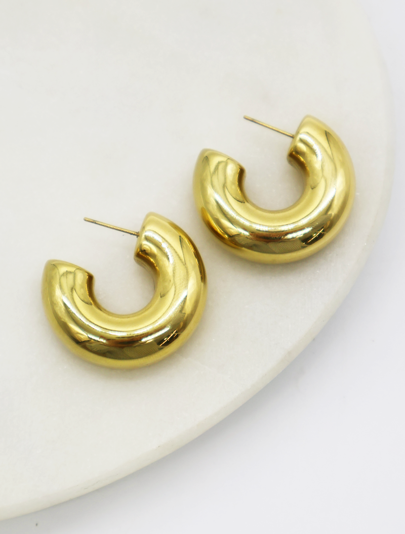 Small Thick Gold Hoops