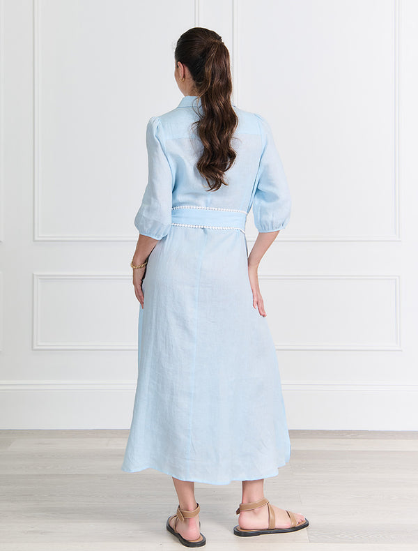 Luna Linen Dress - Blue Smoke