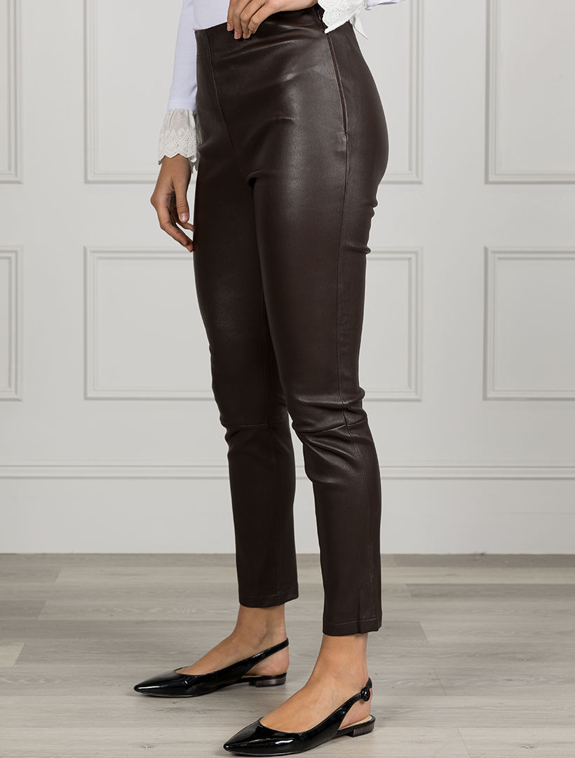 Olivia Genuine Leather Pants Chocolate