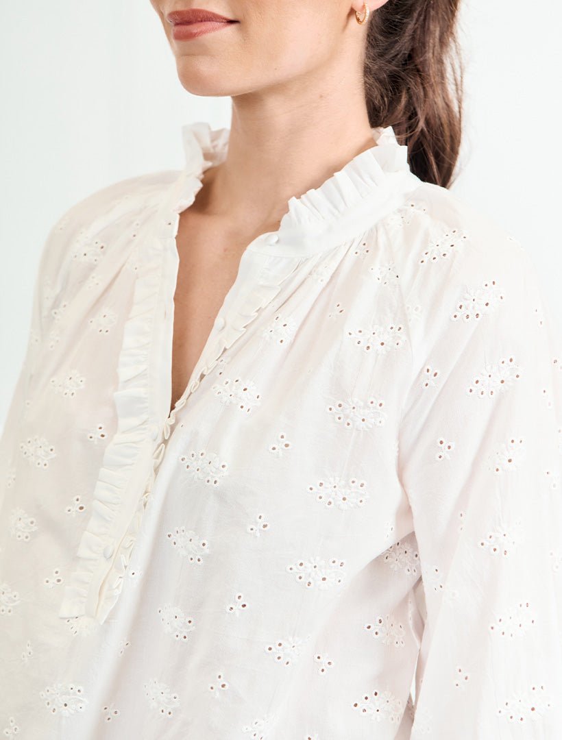 Amelie Lace Blouse White - Zjoosh