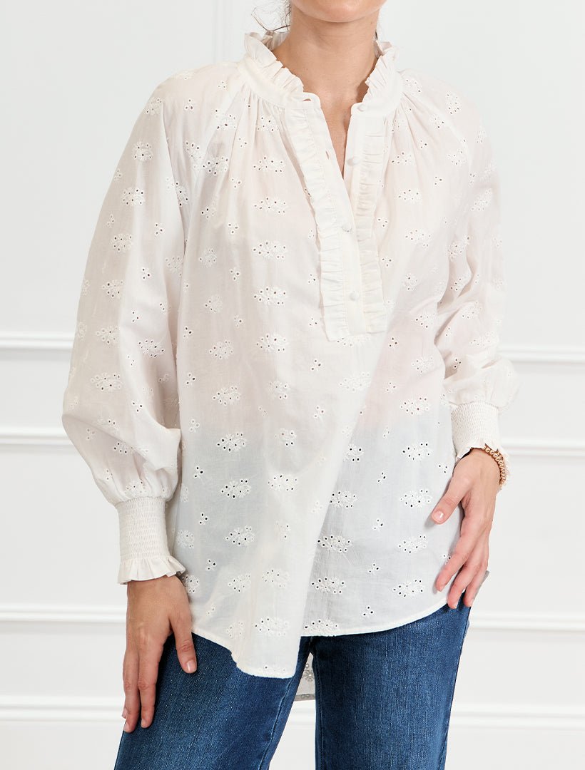 Amelie Lace Blouse White - Zjoosh