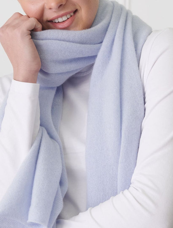 Blue Small Cashmere Plain Scarf