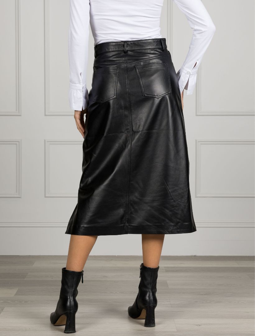 Madison Leather Skirt Black