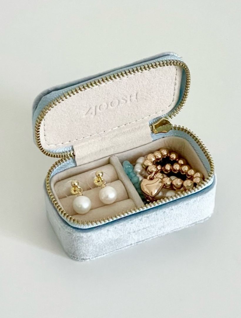 Mini Velvet Jewellery Case Blue