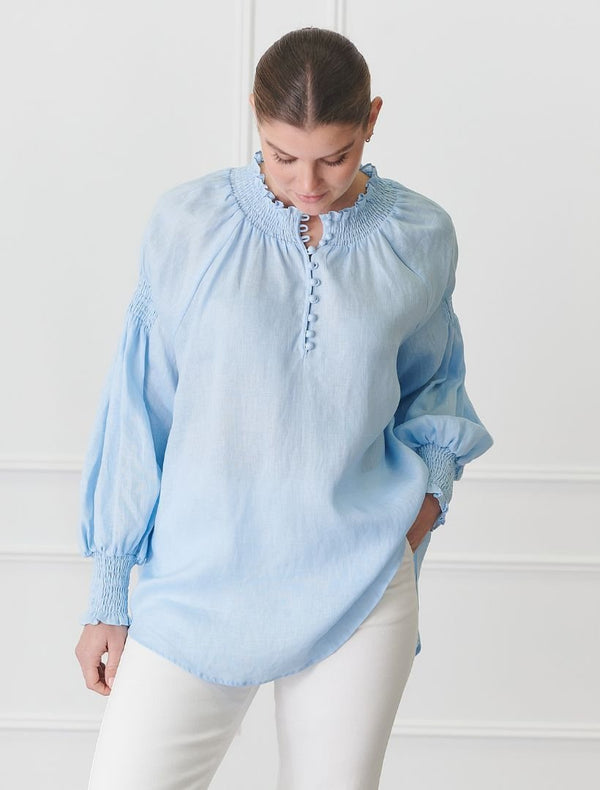 Showcase Linen Top Blue