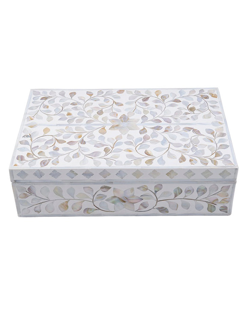 Mother Of Pearl Inlay Box White