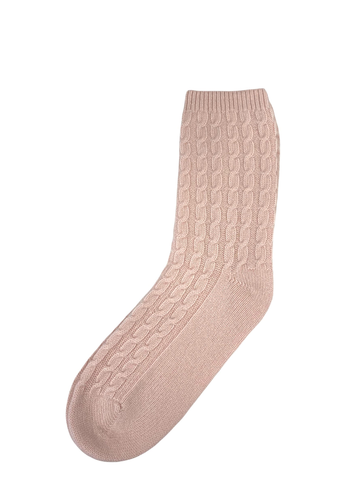 Cashmere Cable Knit Bed Socks Pink - Zjoosh