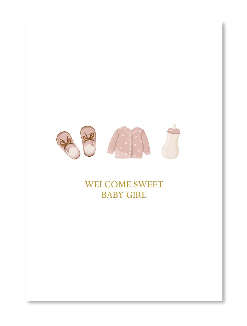 Welcome Sweet Baby Girl Card - Zjoosh