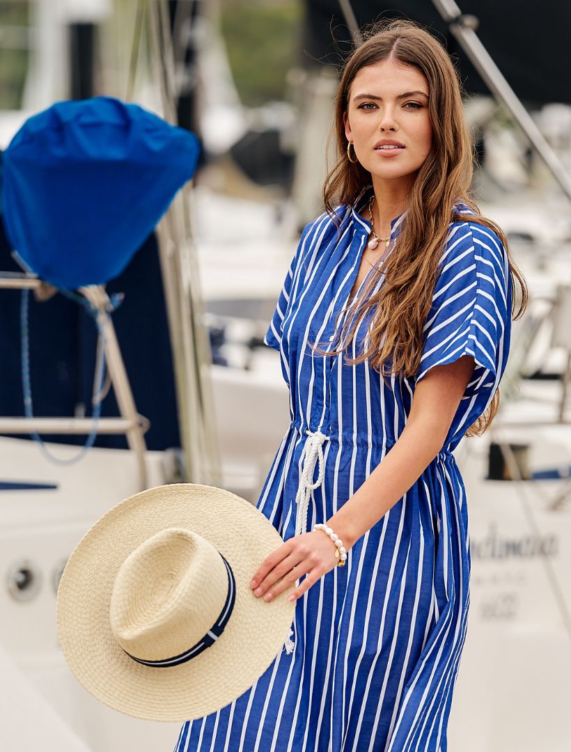 Summer Fedora Navy Stripe