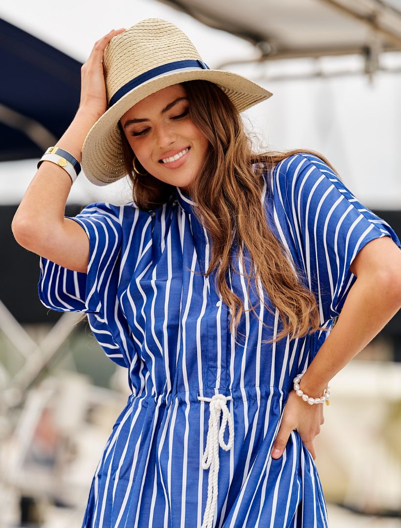 Summer Fedora Navy Stripe