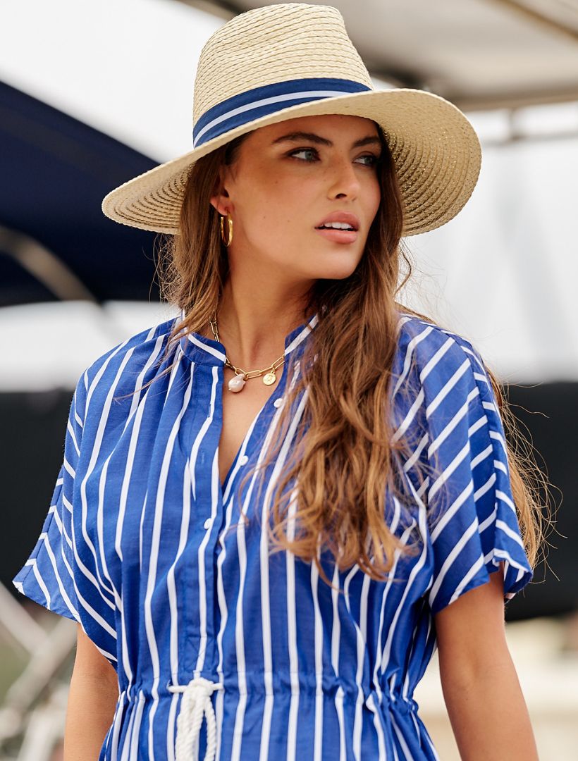 Summer Fedora Navy Stripe