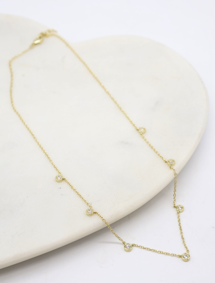 Gold and Cubic Zirconia Necklace