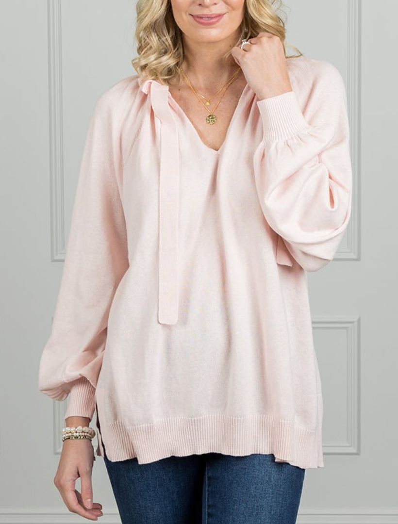 Katie Ruffle Neck Knit Light Pink - FINAL SALE