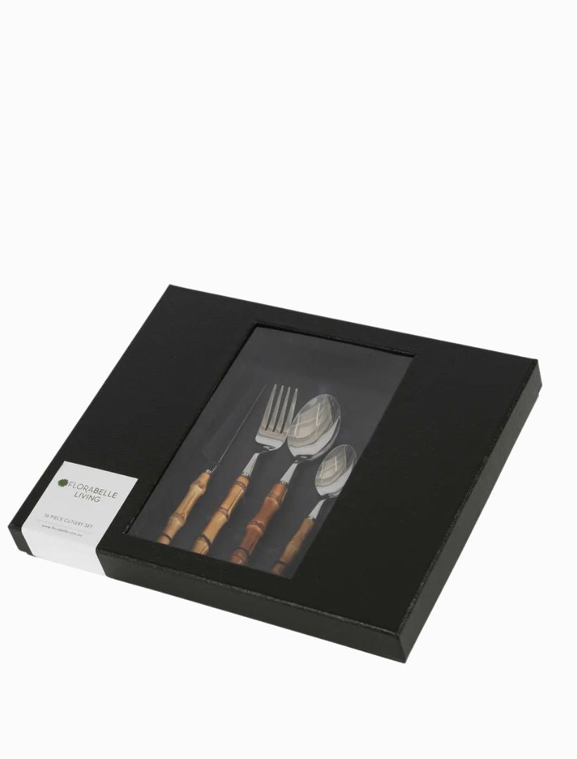 Box - 16 piece bamboo cutlery set