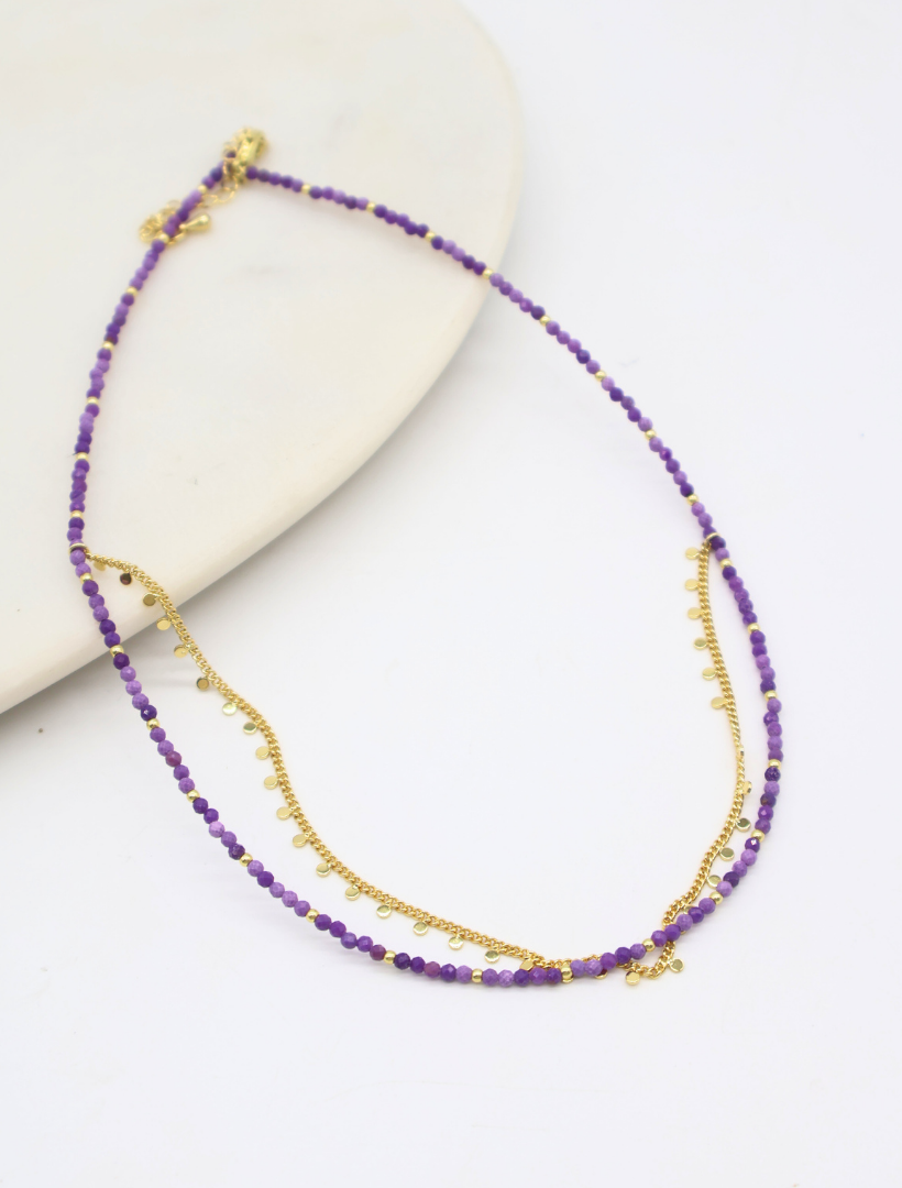 Semi Precious Stone Necklace Lilac
