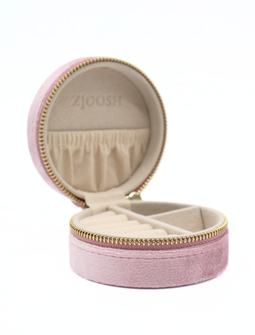 Round Jewellery Case Pink