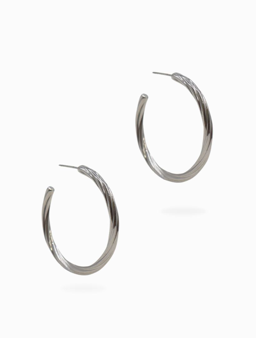 Twist Hoop Earrings Silver