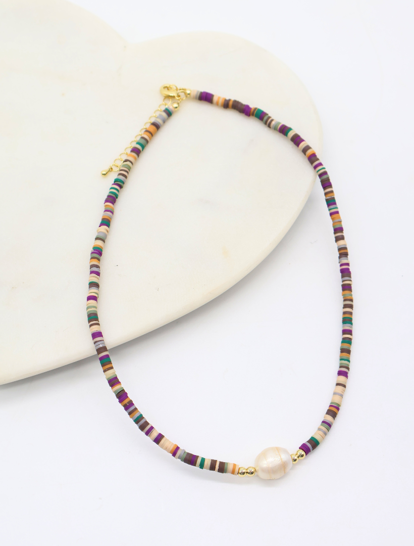 Carnival Beads With Pearl Necklace
