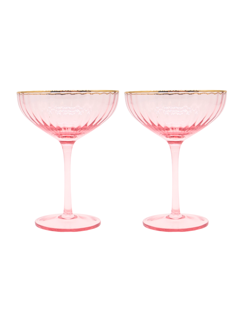 Soiree Crystal Coupes Pink (Set of 2)