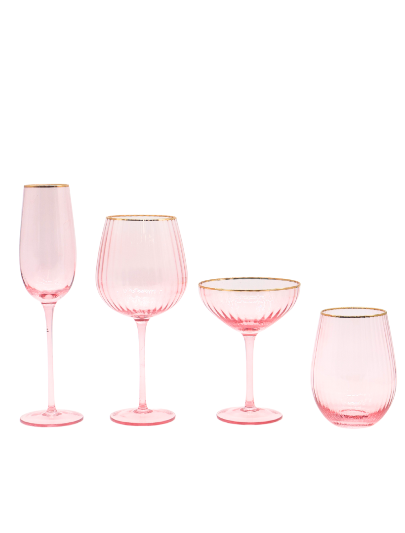 Soiree Crystal Champagne Flutes Pink (Set of 2)
