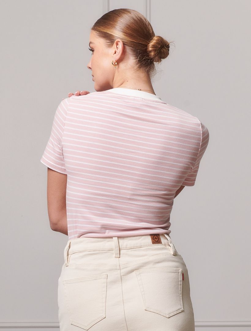 Paris Striped Tee Pink