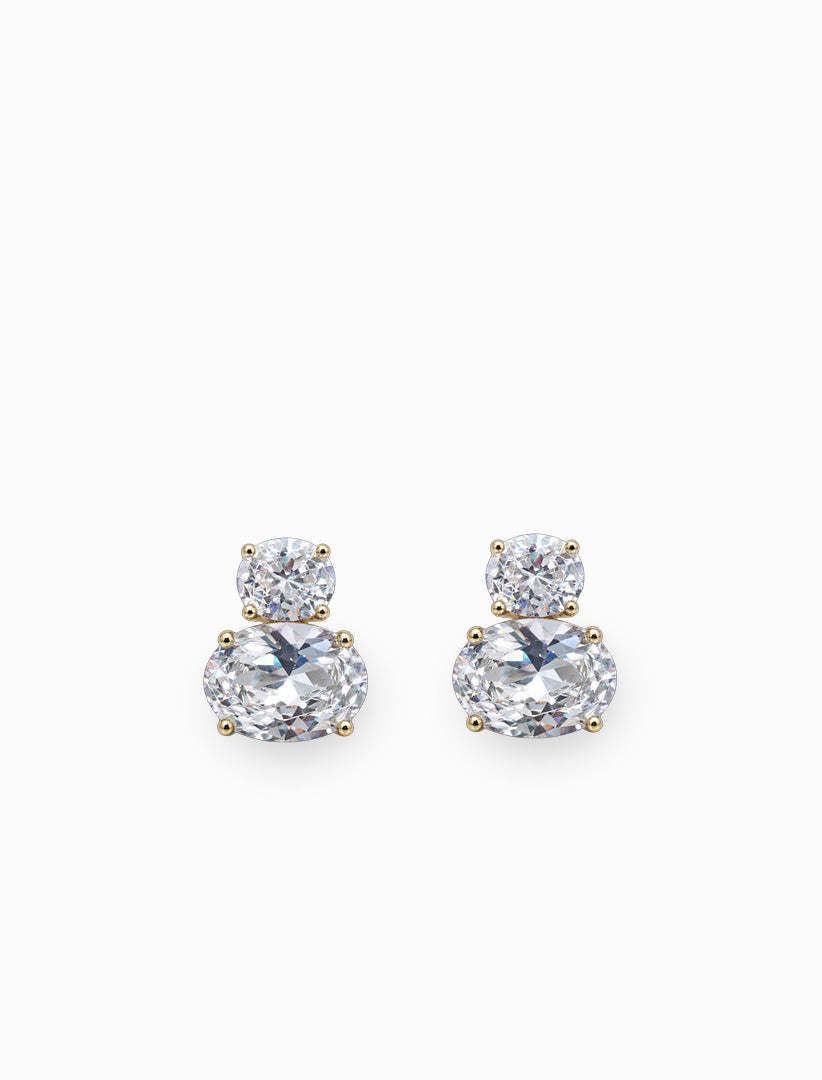 2 Layer Cubic Zirconia Studs Clear