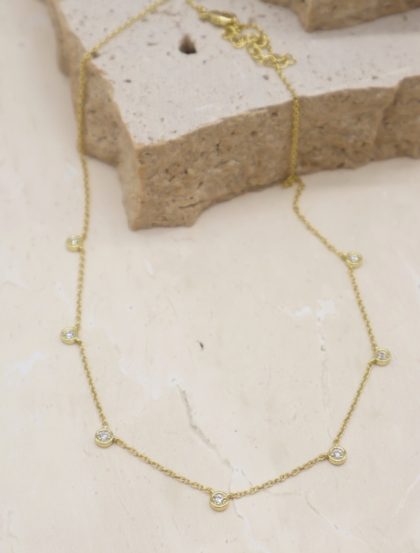 Gold and Cubic Zirconia Necklace