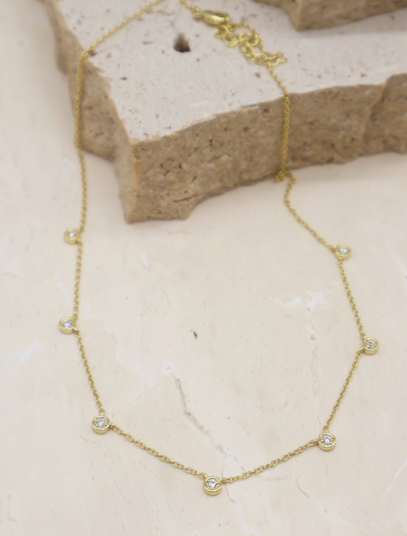 Gold cubic zirconia online necklace