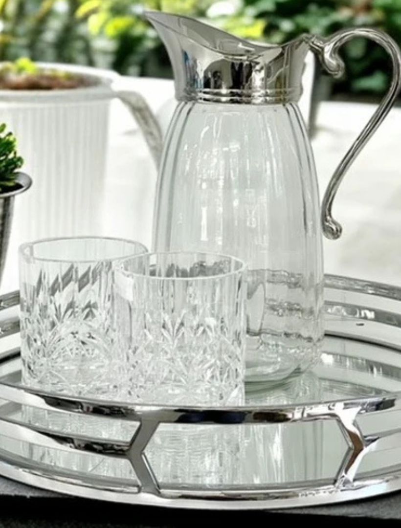 Round Trio Band Tray Silver