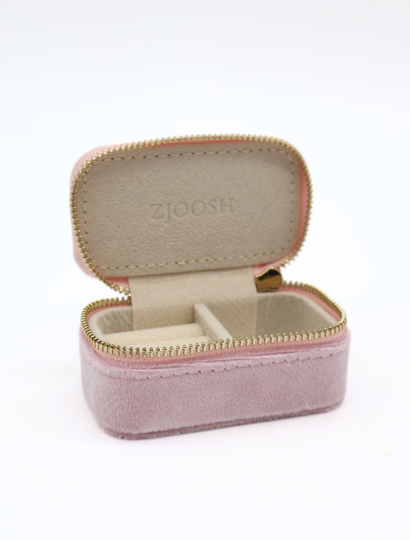 Mini Velvet Jewellery Case Pink