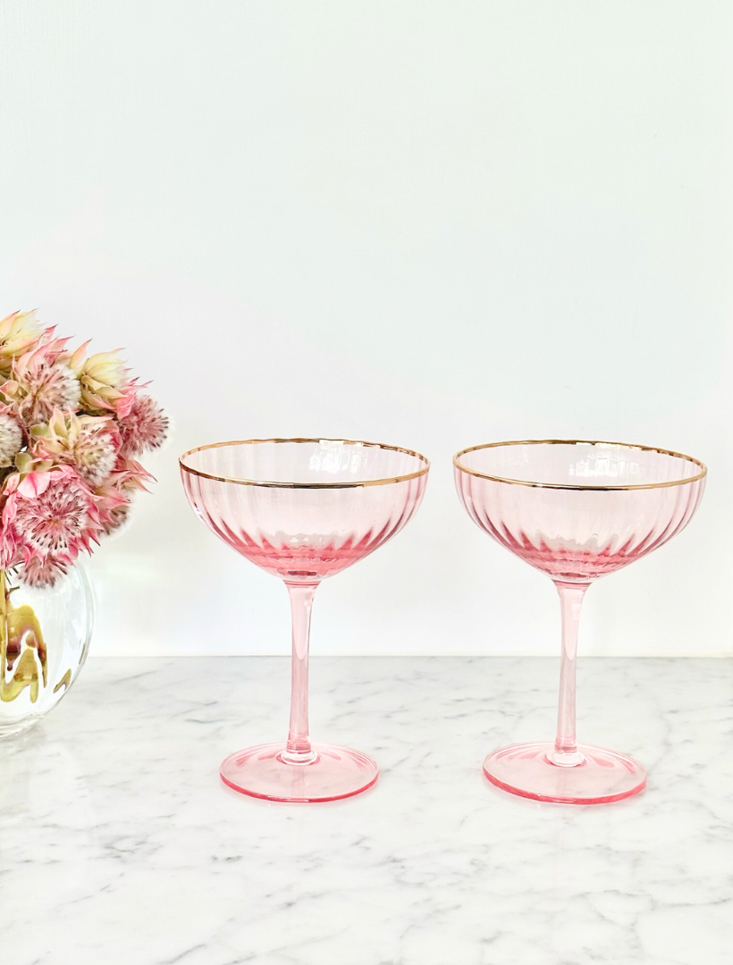 Soiree Crystal Coupes Pink (Set of 2)