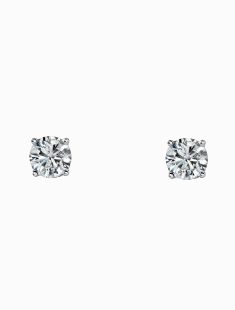 3mm Round Cubic Zirconia Claw Set Studs - Zjoosh