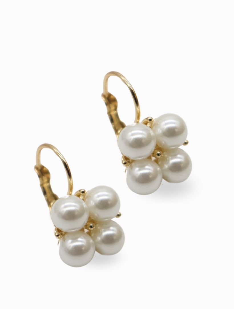 4 Pearl and Gold Ball French Hooks - Zjoosh