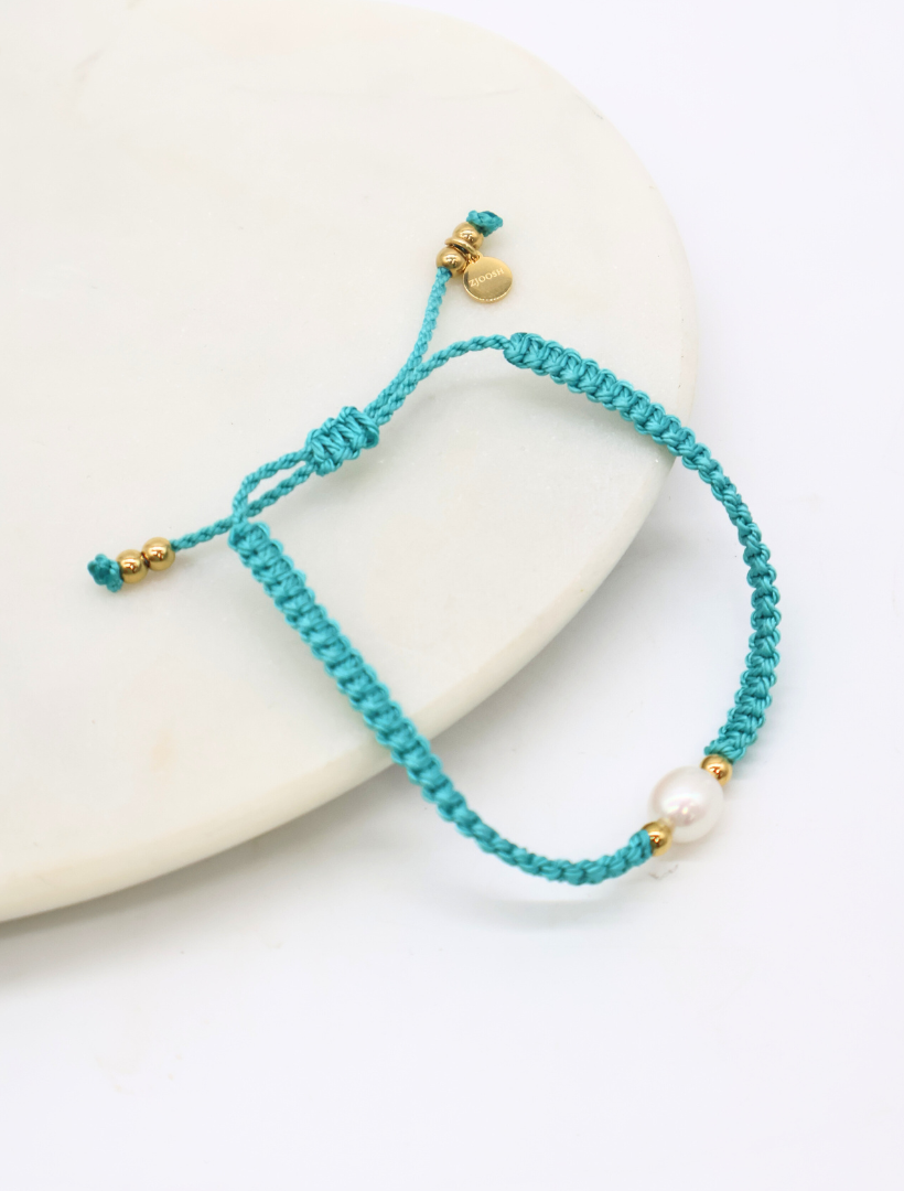 Pearl Drawstring Bracelet Turquoise