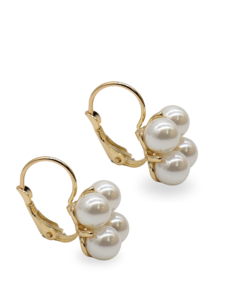4 Pearl and Gold Ball French Hooks