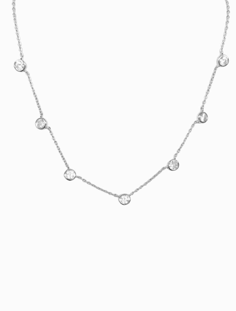 Lucienne Cubic Zirconia Spaced Necklace Rhodium - Zjoosh