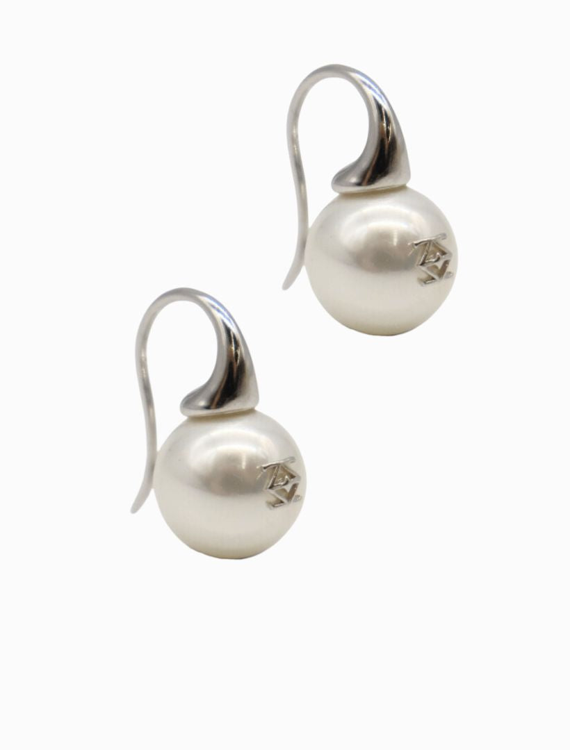 Lucienne Insignia Pearl Hooks Rhodium