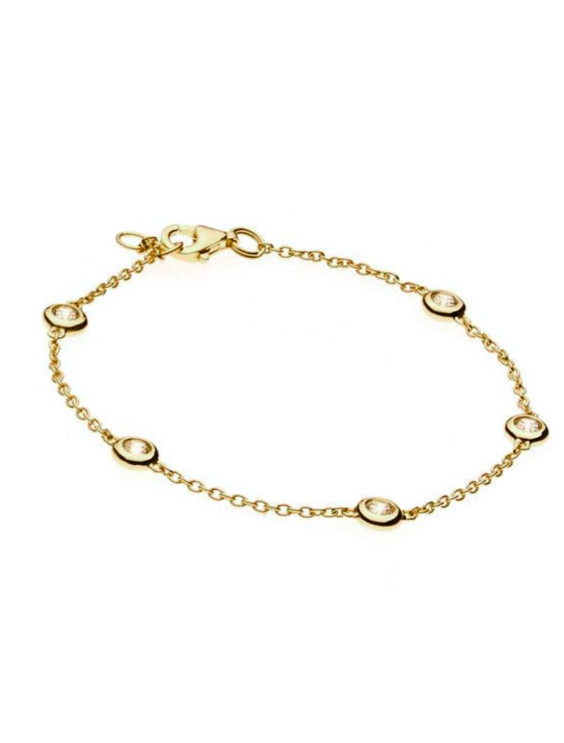 Bezel Set Cubic Zirconia Chain Bracelet Gold