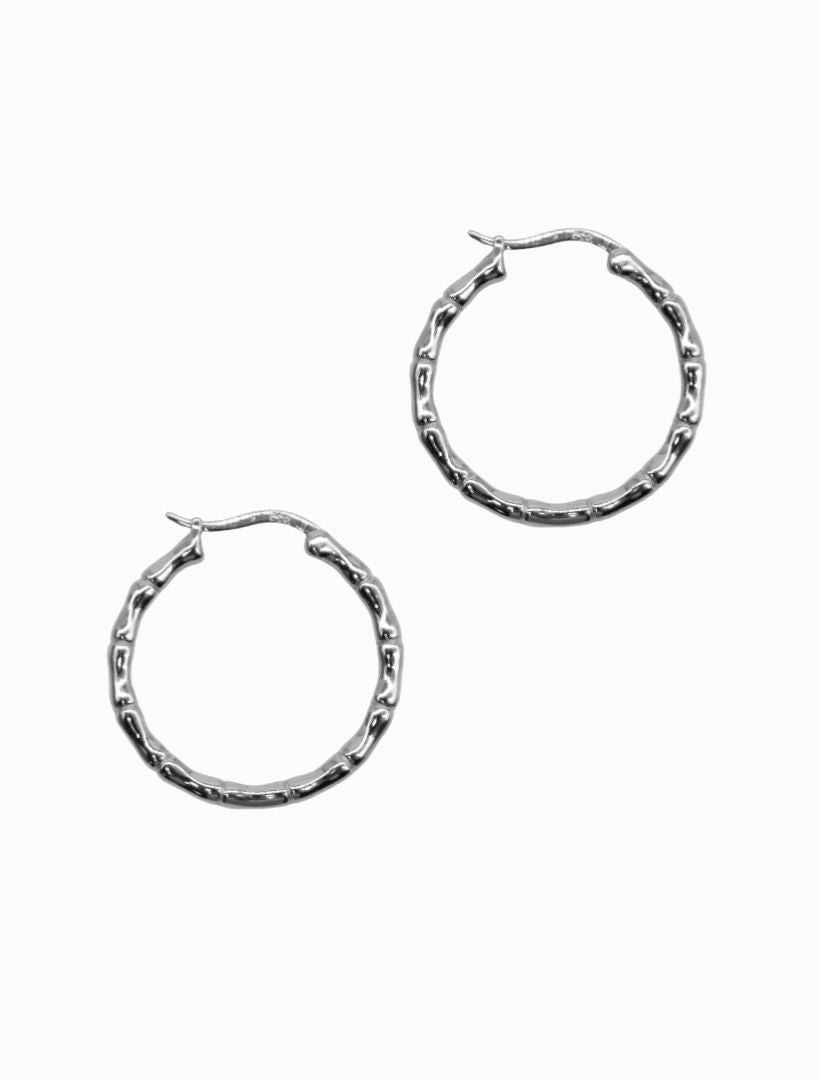 Lucienne Bamboo Hoops Rhodium