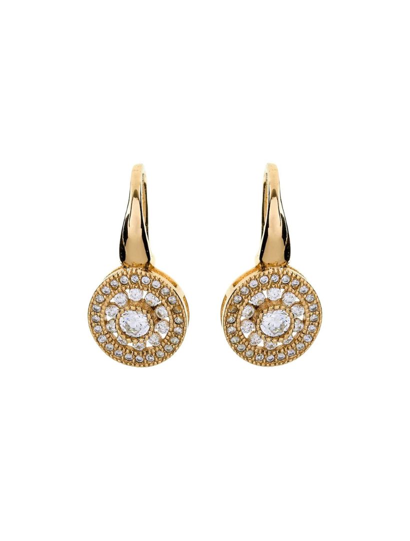 Cubic Zirconia Drop Earrings on French Hook Gold