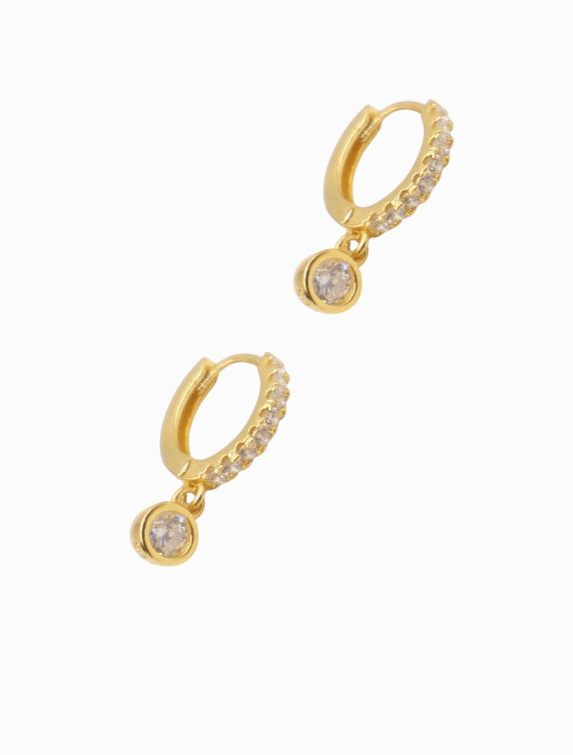 Lucienne Small Drop Cubic Zirconia Hoops Gold