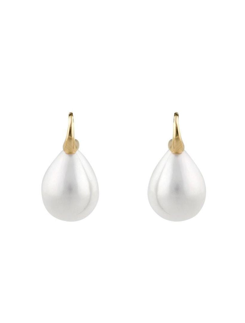 Large White Baroque Pearl Earrings On Gold Hook