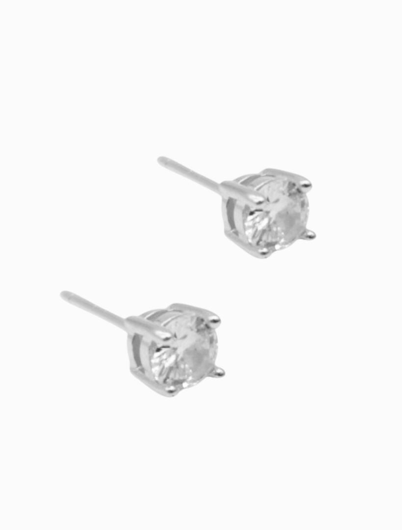 Lucienne Cubic Zirconia Studs 5mm Rhodium