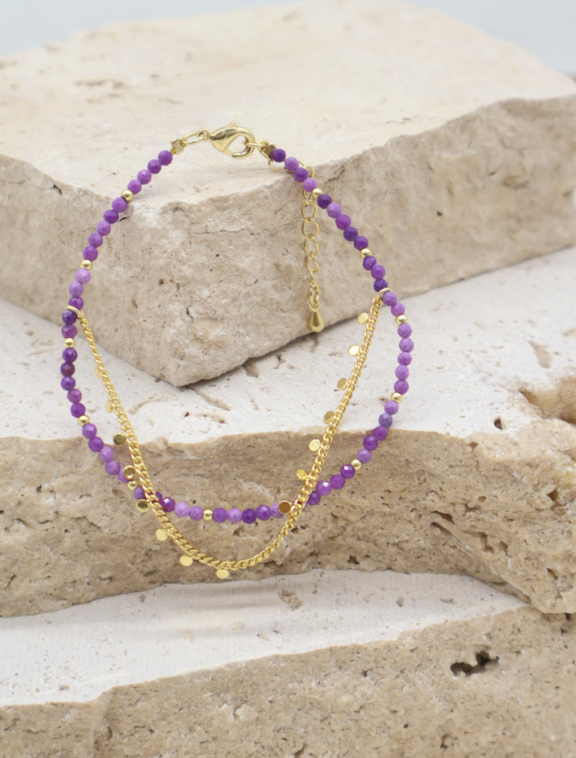 Semi Precious Stone Bracelet Lilac