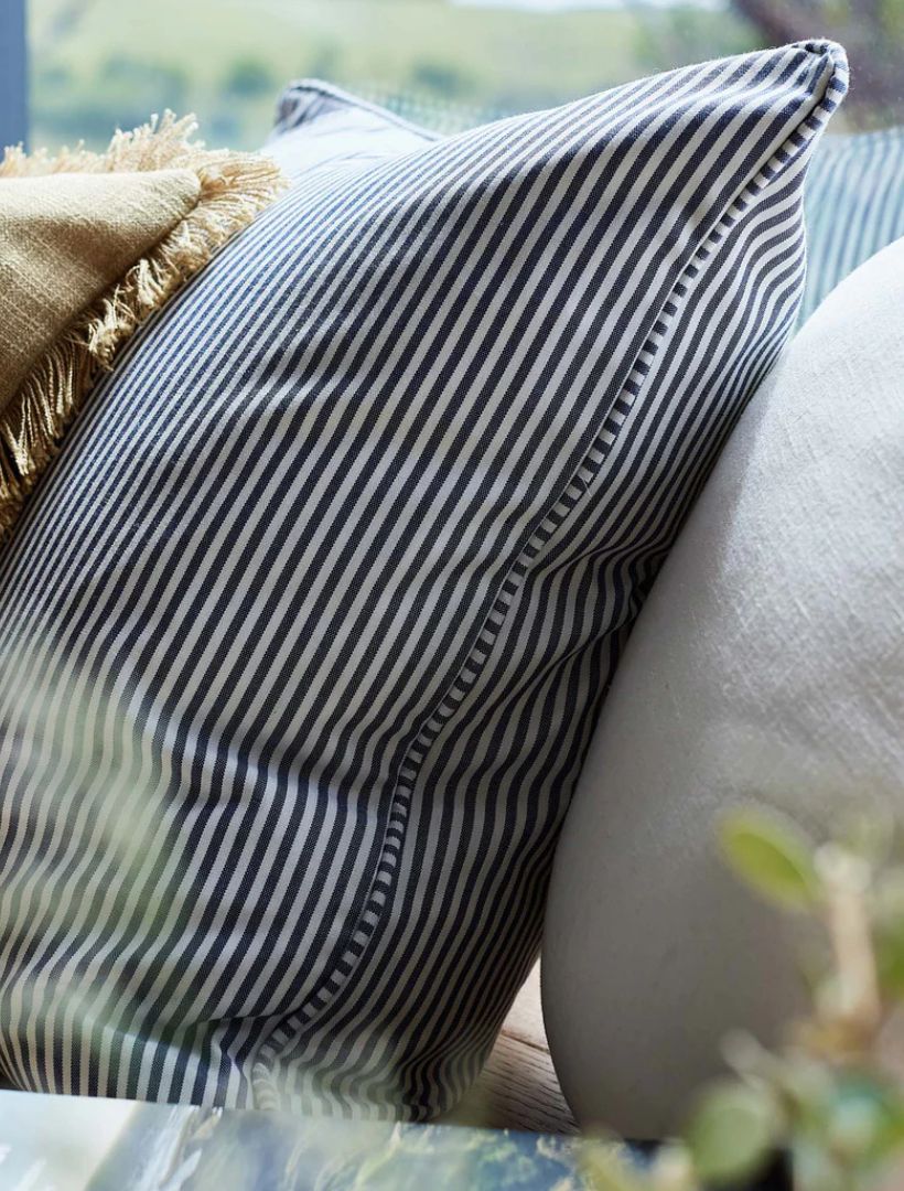 Detail - Blue striped cushion