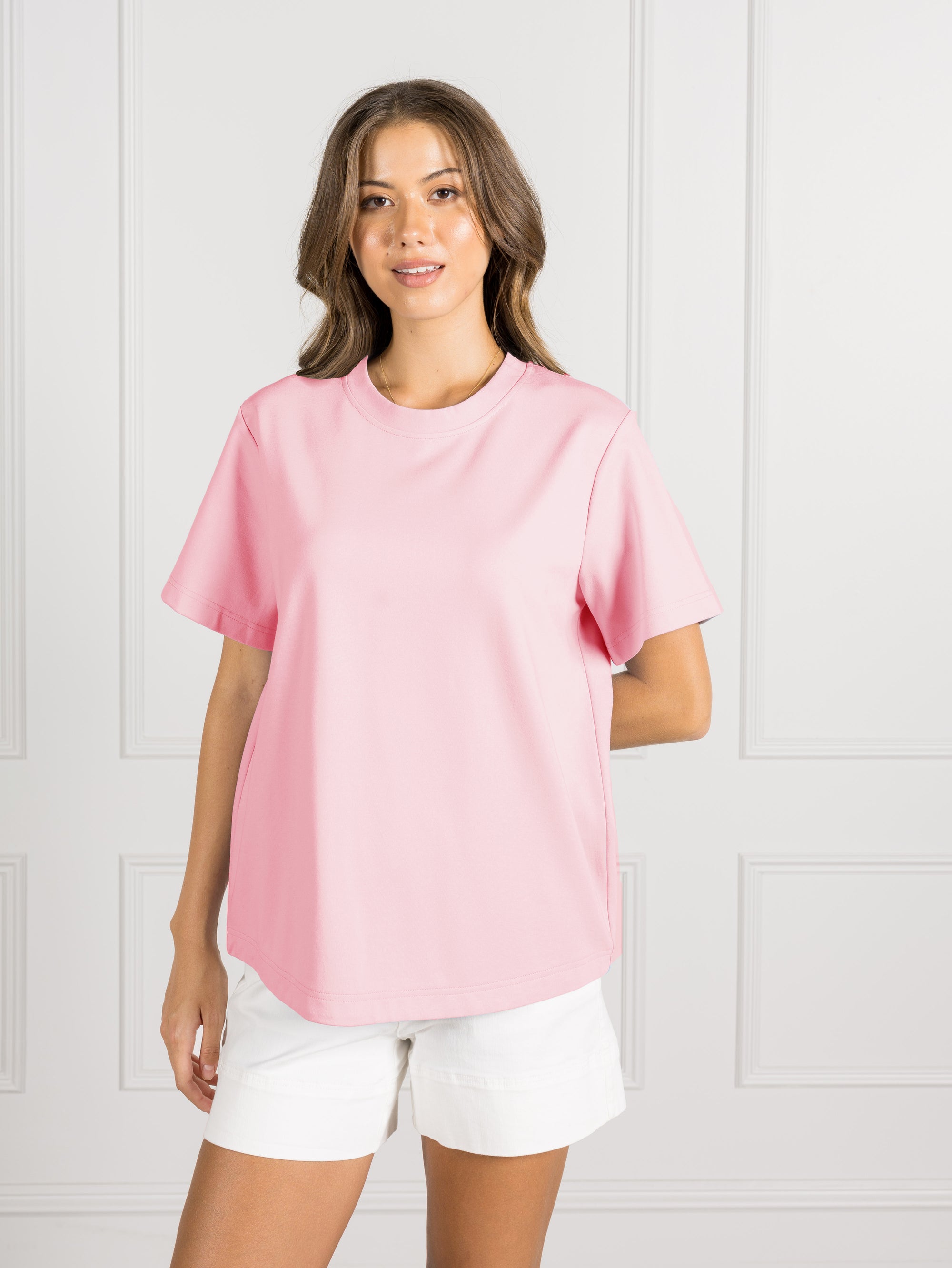 Front view - pink tee 