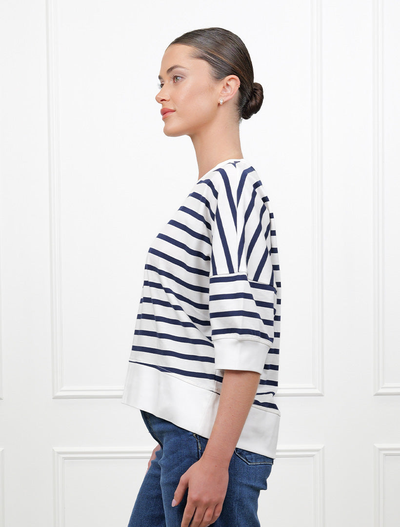 Anna Stripe Tee Navy White